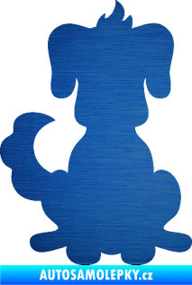 Samolepka Pes 113 levá kreslená silueta škrábaný kov modrý
