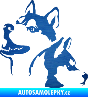 Samolepka Pes 117 levá husky škrábaný kov modrý
