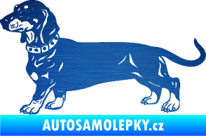 Samolepka Pes 122 levá jezevčík škrábaný kov modrý