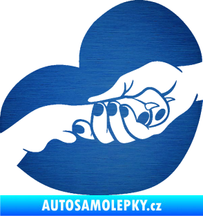 Samolepka Pes 129 levá packa v ruce škrábaný kov modrý