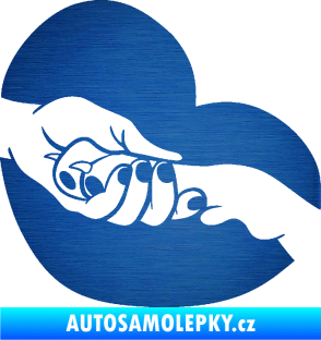 Samolepka Pes 129 pravá packa v ruce škrábaný kov modrý
