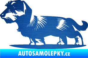 Samolepka Pes 133 levá drsnosrstý jezevčík škrábaný kov modrý
