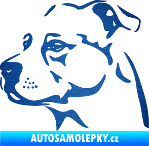 Samolepka Pes 134 levá Stafordširský bulteriér škrábaný kov modrý