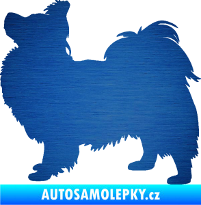 Samolepka Pes 149 levá papillon škrábaný kov modrý