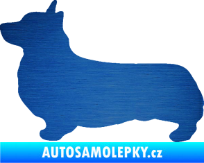 Samolepka Pes 164 levá Welsh Corgi Pembroke škrábaný kov modrý