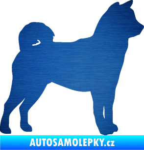 Samolepka Pes 191 pravá Shiba - Inu škrábaný kov modrý
