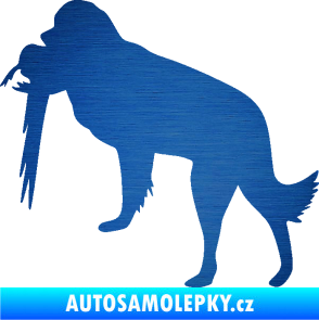 Samolepka Pes 193 levá lovecký s bažantem škrábaný kov modrý