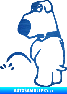 Samolepka Pes čůrá 002 levá škrábaný kov modrý