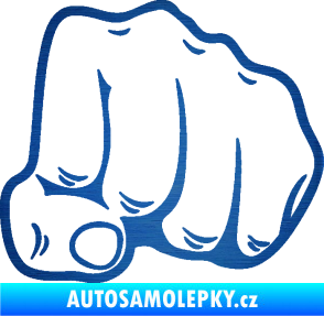 Samolepka Pěst 003 pravá škrábaný kov modrý
