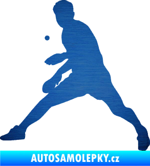 Samolepka Ping pong 002 levá škrábaný kov modrý