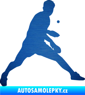 Samolepka Ping pong 002 pravá škrábaný kov modrý