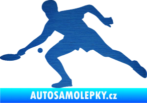 Samolepka Ping pong 001 levá škrábaný kov modrý