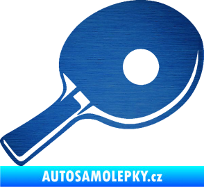 Samolepka Ping pong pálka pravá škrábaný kov modrý