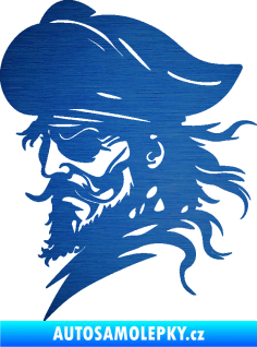 Samolepka Pirát 001 levá s páskou přes oko škrábaný kov modrý