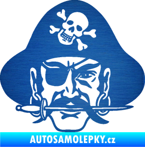 Samolepka Pirát 002 pravá škrábaný kov modrý
