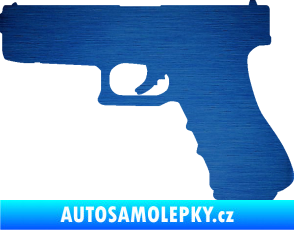 Samolepka Pistole 001 levá škrábaný kov modrý
