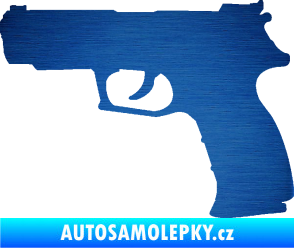 Samolepka Pistole 003 levá škrábaný kov modrý