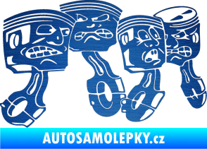 Samolepka Písty pravá škrábaný kov modrý