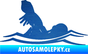 Samolepka Plavání 005 pravá škrábaný kov modrý