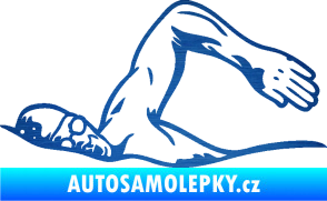 Samolepka Plavání levá 002  škrábaný kov modrý