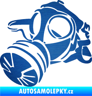 Samolepka Plynová maska levá škrábaný kov modrý