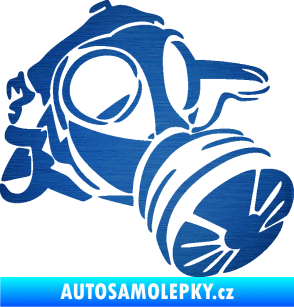 Samolepka Plynová maska pravá škrábaný kov modrý