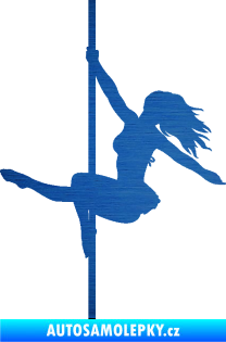 Samolepka Pole dance 001 levá tanec na tyči škrábaný kov modrý