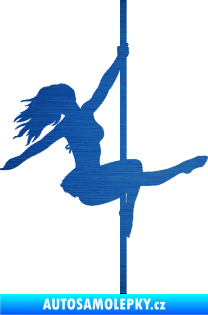 Samolepka Pole dance 001 pravá tanec na tyči škrábaný kov modrý