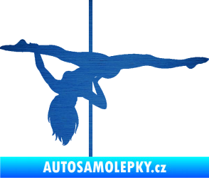 Samolepka Pole dance 002 levá tanec na tyči škrábaný kov modrý