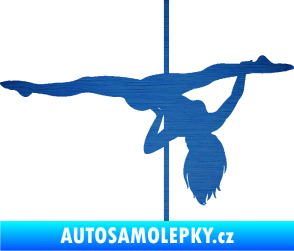 Samolepka Pole dance 002 pravá tanec na tyči škrábaný kov modrý