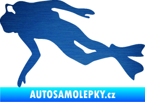Samolepka Potápěč 002 levá škrábaný kov modrý