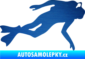 Samolepka Potápěč 002 pravá škrábaný kov modrý