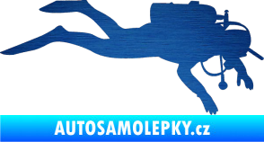 Samolepka Potápěč 003 pravá škrábaný kov modrý