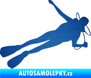 Samolepka Potápěč 004 pravá škrábaný kov modrý