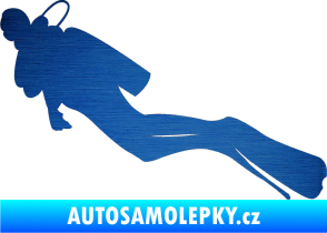 Samolepka Potápěč 005 levá škrábaný kov modrý