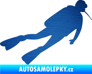 Samolepka Potápěč 006 pravá škrábaný kov modrý