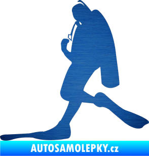 Samolepka Potápěč 007 levá škrábaný kov modrý