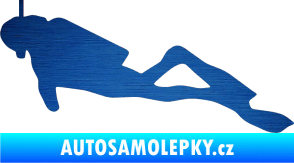 Samolepka Potápěč 009 levá škrábaný kov modrý