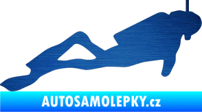 Samolepka Potápěč 009 pravá škrábaný kov modrý