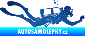 Samolepka Potápěč 011 pravá škrábaný kov modrý
