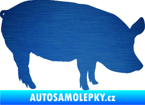 Samolepka Prase 001 pravá škrábaný kov modrý