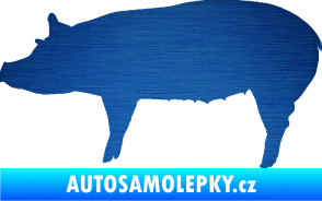 Samolepka Prase 002 levá škrábaný kov modrý
