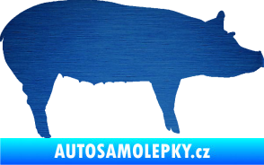 Samolepka Prase 002 pravá škrábaný kov modrý