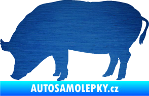 Samolepka Prase 004 levá škrábaný kov modrý