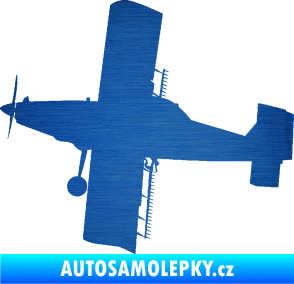 Samolepka Práškovací letoun Čmelák levá škrábaný kov modrý