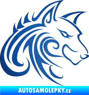Samolepka Predator tattoo 001 pravá škrábaný kov modrý