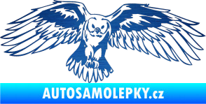 Samolepka Predators 077 pravá sova škrábaný kov modrý