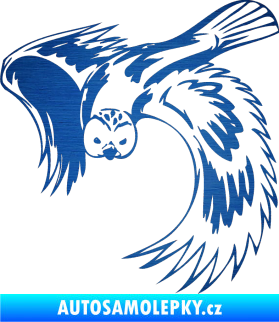 Samolepka Predators 085 levá sova škrábaný kov modrý