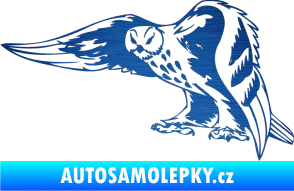Samolepka Predators 094 levá sova škrábaný kov modrý