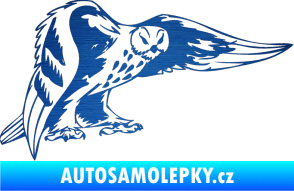 Samolepka Predators 094 pravá sova škrábaný kov modrý